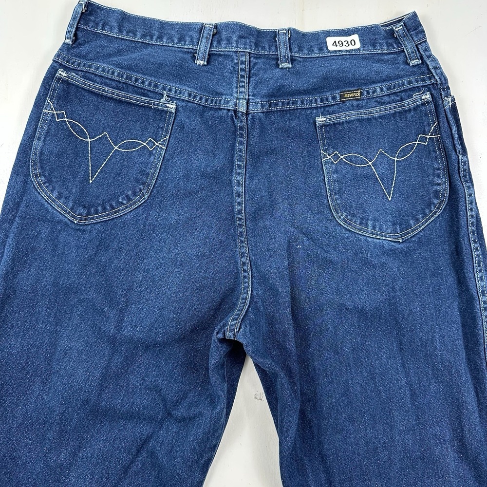 VTG Maverick Loose Jeans Men Actual 32x24 Medium Blue‎ Denim High Rise Made USA